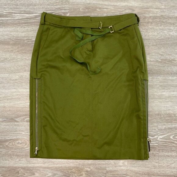 Boss Hugo Boss Army Green Pencil skirt side zip closure US 8 - Picture 2 of 10